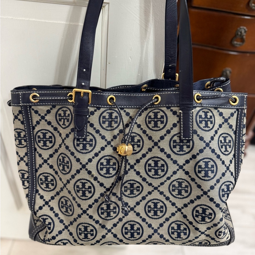 Tory Burch T Monogram Jacquard Tote In Tory Navy Womens Bag Handbag Purse